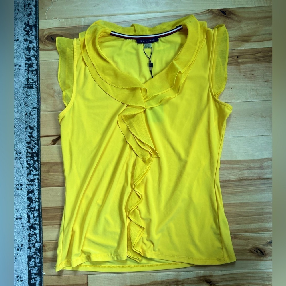Tommy Hilfiger Women Yellow Short Sleeve Blouse Small